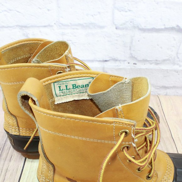 Vintage! LL Bean Brown Leather Unlined Maine Hunting Duck Boots Size 8 M - Picture 8 of 11